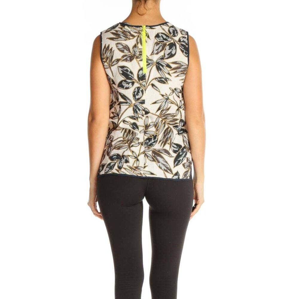 J.crew Beige Tropical Print Chic Tank Top - Picture 3 of 3